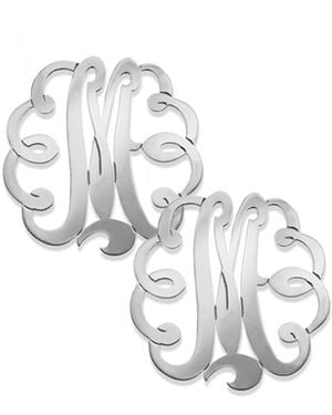 Jane Basch Swirly Script Initial Studs -Z) - Metallic