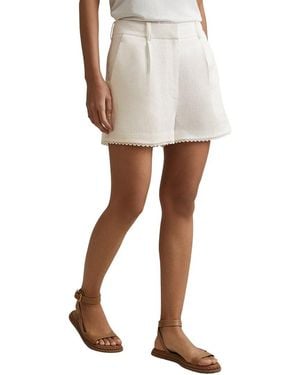 Reiss Belle Belted Rafia Linen Short - White