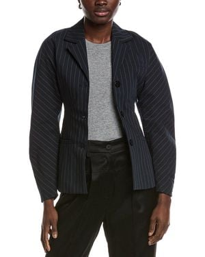 Ganni Stretch Stripe Fitted Blazer - Black