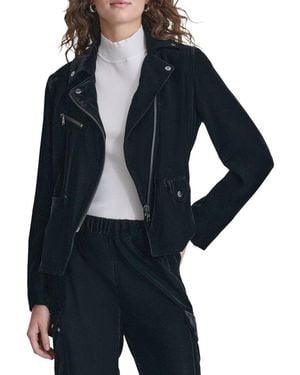 DKNY Velvet Moto Jacket - Blue