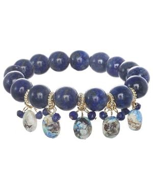 Rachel Reinhardt Jewelry Gemstone Cluster Stretch Bracelet - Blue