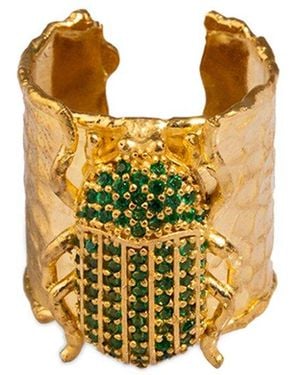 Ebru Jewelry Protection & Luck Plated Cz Cuff Ring - Metallic