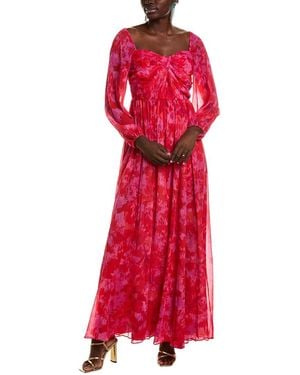 ML Monique Lhuillier Emery Chiffon Maxi Dress - Red