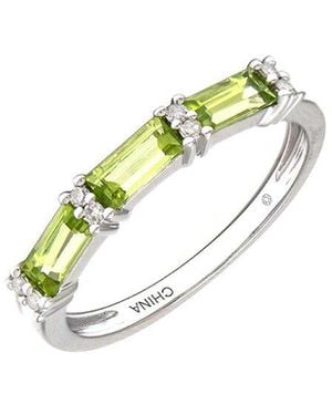 Gemstones 0.78 Ct. Tw. Diamond & Peridot Ring - White