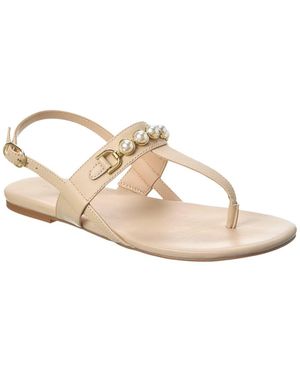 Stuart Weitzman Perla T-strap Leather Sandal - White