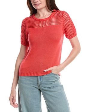 Joseph A Open Pointelle Sweater - Red