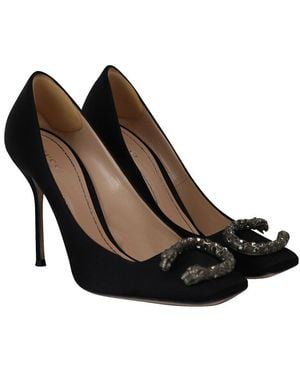 Gucci Satin Dionysus Embellished Pump (authentic Pre-loved) - Black