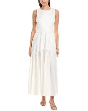 Line & Dot Cutout Maxi Dress - White