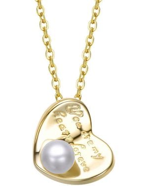 Rachel Glauber 14K Plated 3Mm Pearl Heart Necklace - Metallic
