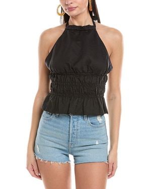Onia Air Smocked Halter Linen-Blend Top - Black