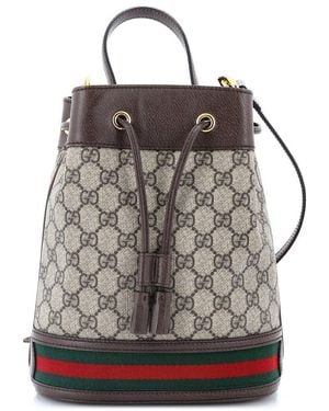 Gucci Gg Coated Canvas Ophidia Bucket Bag Small (Authentic Pre-Loved) - Gray