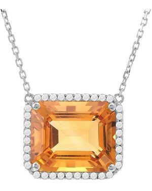 Gemstones 14k 5.88 Ct. Tw. Diamond & Citrine Necklace - White