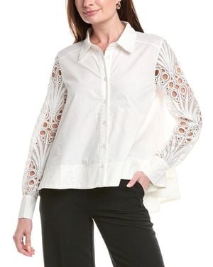 Gracia Eyelet Sleeve Shirt - White