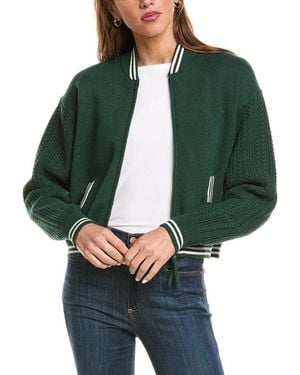 525 America Cable Sleeve Zip Front Bomber Jacket - Green