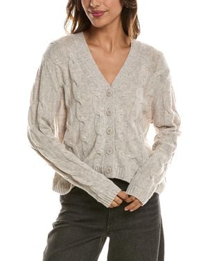 Forte Cable V-neck Wool & Cashmere-blend Cardigan - Grey