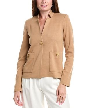 St. John New Milano Wool-Blend Cardigan - Natural