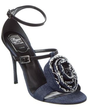 Roger Vivier Denim & Leather Sandal - Black