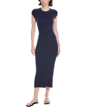 Enza Costa Rib Cap Sleeve Silk-Blend Maxi Dress - Blue