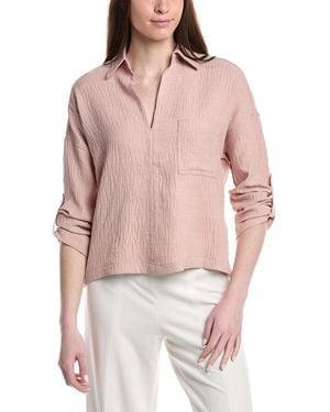 Max Studio Tab Sleeve V-Neck Shirt - Red