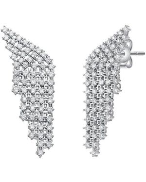 Genevive Jewelry Silver Cz Statement Earrings - Metallic