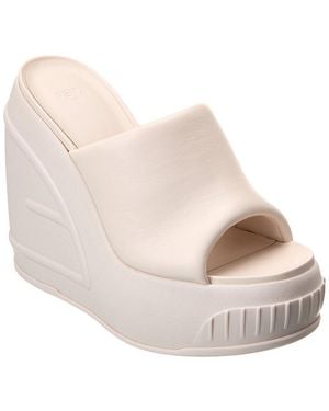 Fendi Fashion Show Leather Wedge Sandal - Natural