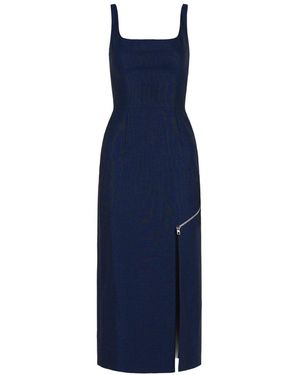 McQueen Wool Midi Dress - Blue