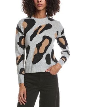 Brodie Cashmere Abstract Leopard 100% Cashmere Jumper - Grey