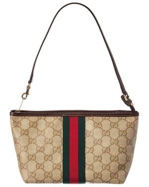 Gucci Web Small GG Coated Canvas & Leather Pouch - Metallic