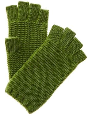 Portolano Stitched Cashmere Fingerless Gloves - Green