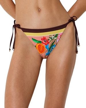 Reiss Tina Floral Print Side Tie Bikini Bottom - Pink