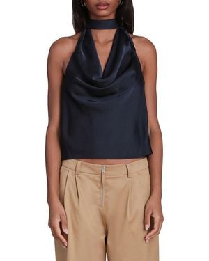 Avec Les Filles Long Tie Halter Top - Blue