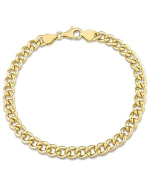 Italian Silver 18k Over Curb Link Chain Bracelet - Metallic