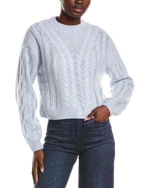 NAADAM Airy Cable Crewneck Cashmere Sweater - Blue