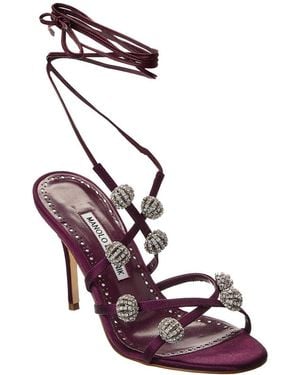 Manolo Blahnik Elsaka 90 Satin Sandal - Pink