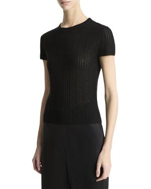 Vince Waffle Knit Cashmere & Silk-blend Henley - Black