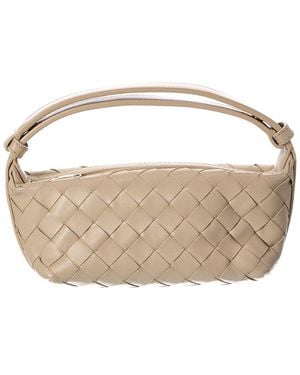 Bottega Veneta Logo Leather Clutch - Brown