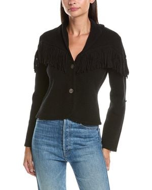 Hannah Rose Merino Wool Fringe Blazer - Black