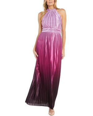 R & M Richards Halter Pleated Charmeuse Maxi Dress - Purple