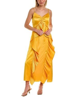 AMUR Leena Pleated Maxi Dress - Yellow