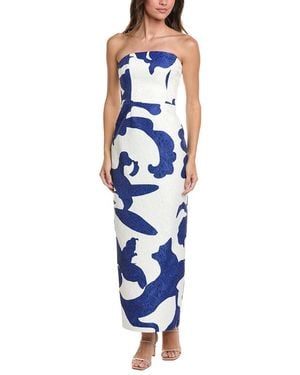 MILLY Orion Lily Silhouette Jacquard Dress - Blue