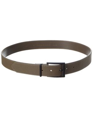 Brass Mark Leather Belt - Grey