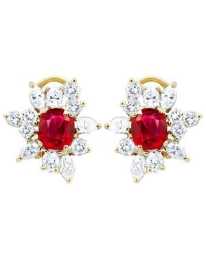 Diana M. Jewels Fine Jewelry 18k 3.00 Ct. Tw. Diamond & Ruby Earrings - Red
