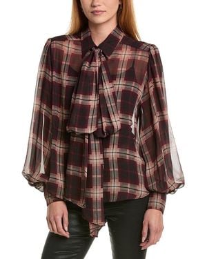 Bardot Cecile Tie-Neck Top - Brown