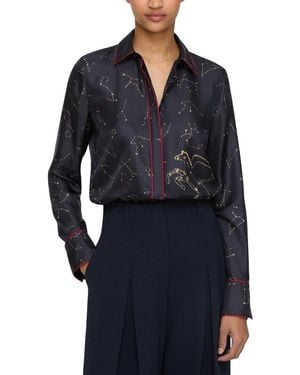Lafayette 148 New York Scottie Silk Blouse - Blue