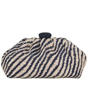 Badgley Mischka Jewel Raffia Pouch Clutch - Grey