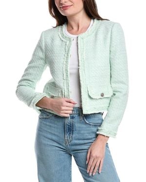 Alice + Olivia Landon Cropped Tweed Jacket - Blue