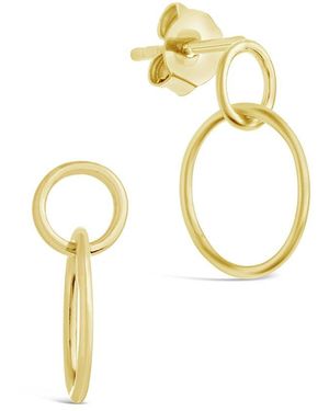 Sterling Forever 14k Over Silver Simple Interlocking Circle Dangle Earrings - Metallic