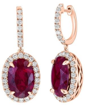 Effy Fine Jewelry 14K Rose 9.59 Ct. Tw. Lab-Grown Diamond & Lab-Grown Ruby Earrings - Pink