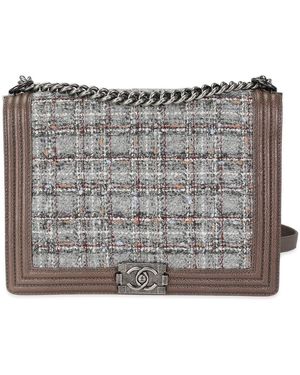 CHANEL Multicolor Caviar And Tweed Large Boy Handbag (authentic Pre-loved) - Gray