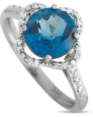 Gemstones 14k 0.10 Ct. Tw. Diamond & Topaz Quatrefoil Ring - Blue